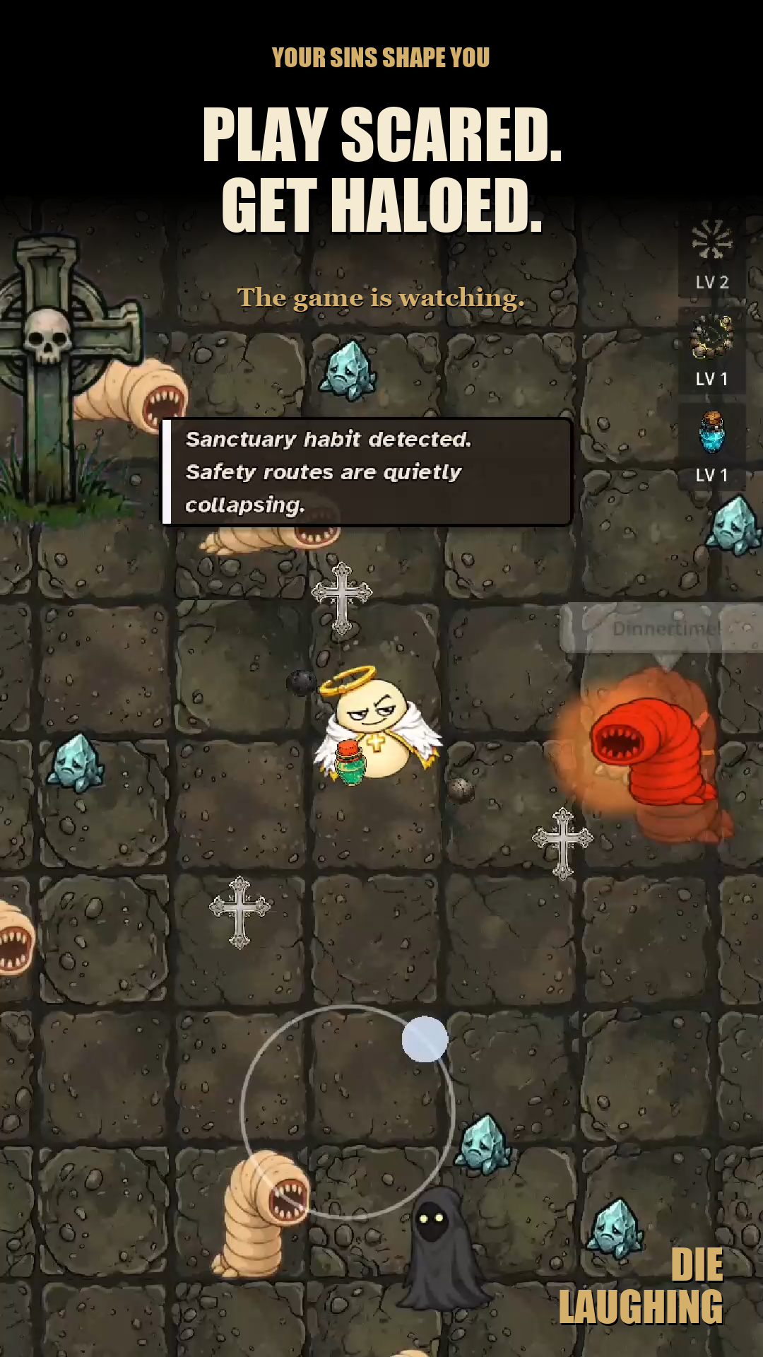 Die Laughing combat with the Angel enemy